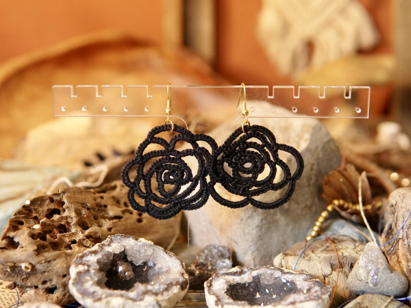 "Sub Rosa" Tatted Lace Earrings