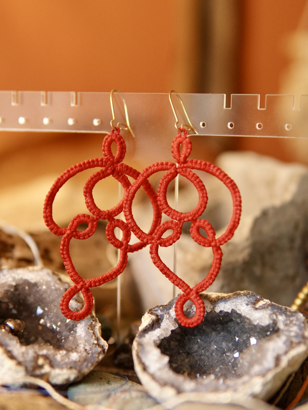 "Threaded Return" Tatted Lace Earrings
