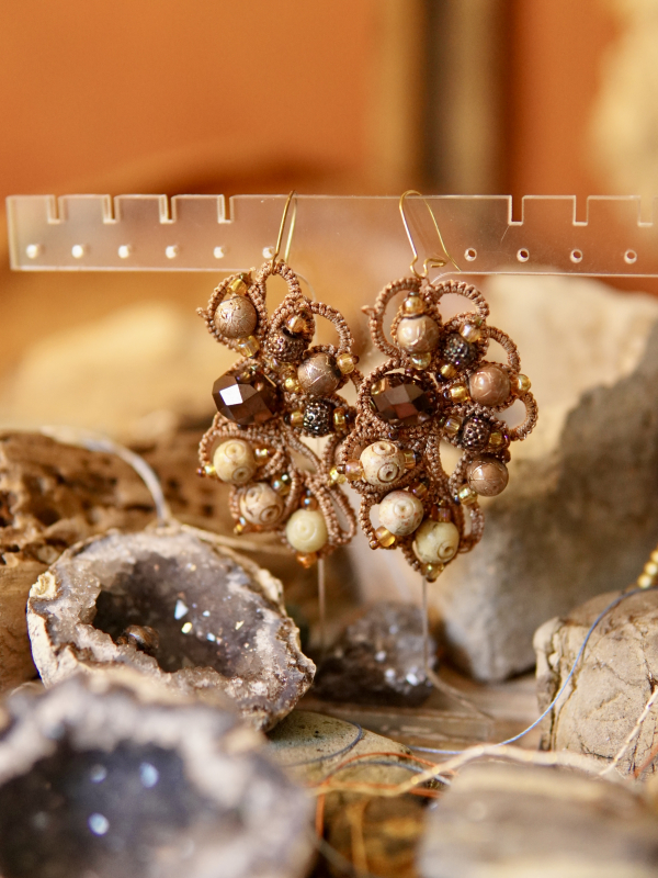 "Sunbaked Relic" Tatted Lace Earrings