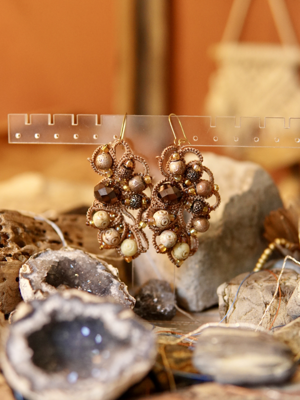 "Sunbaked Relic" Tatted Lace Earrings