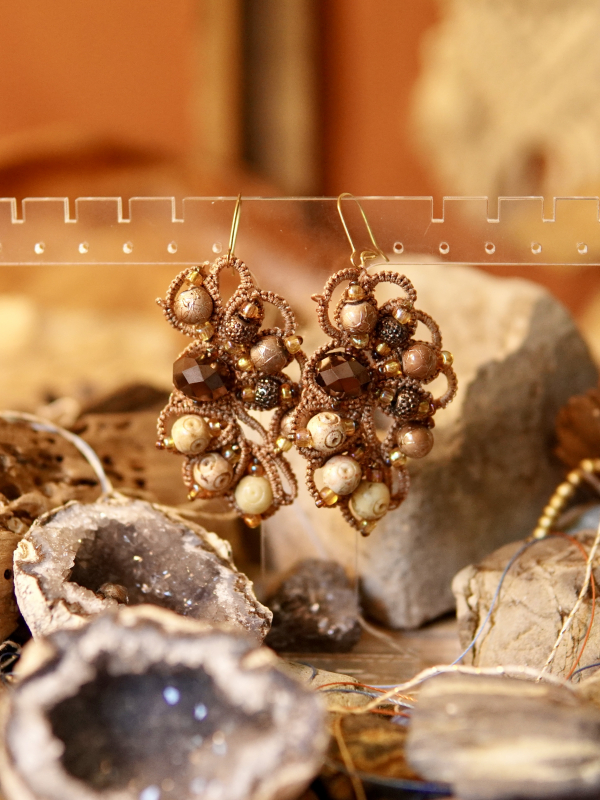 "Sunbaked Relic" Tatted Lace Earrings