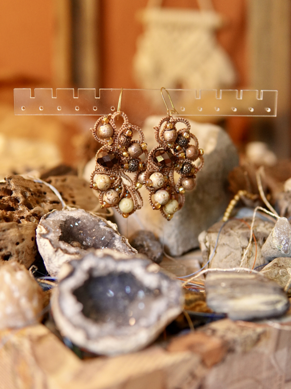 "Sunbaked Relic" Tatted Lace Earrings