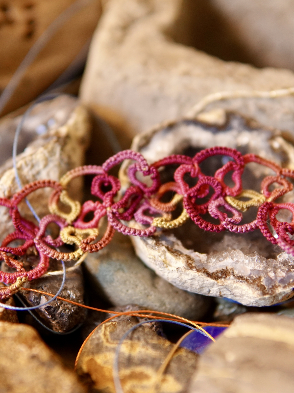 "Shimmering Roses" Tatted Lace Bracelet