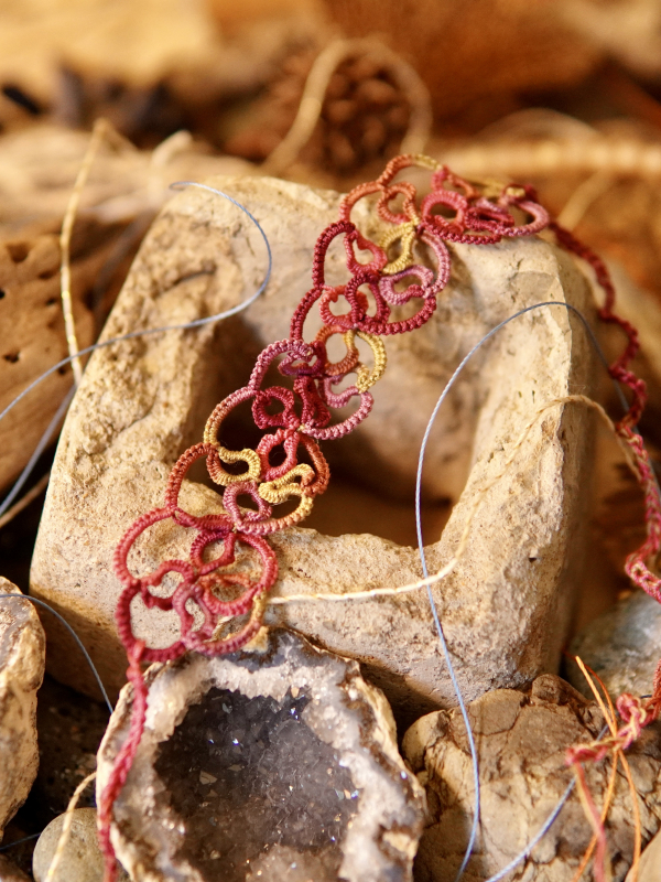 "Shimmering Roses" Tatted Lace Bracelet