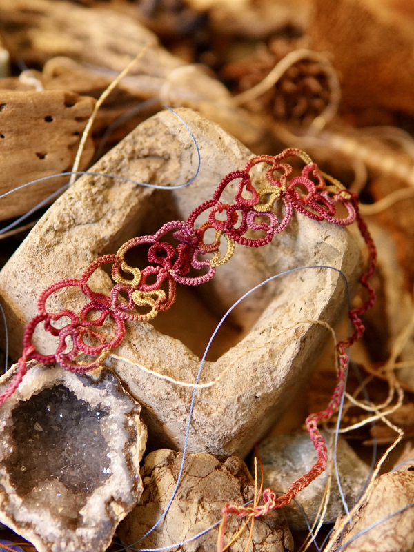 "Shimmering Roses" Tatted Lace Bracelet