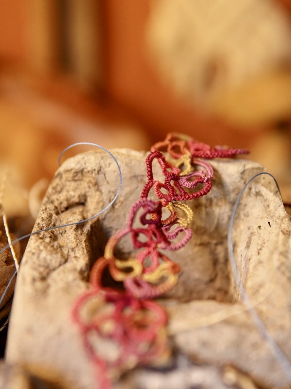 "Shimmering Roses" Tatted Lace Bracelet