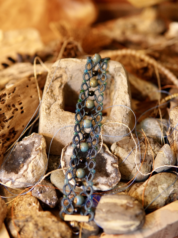 "Stoneveil" Tatted Lace Bracelet