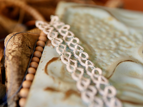 "Snowmelt Whisper" Tatted Lace Bracelet