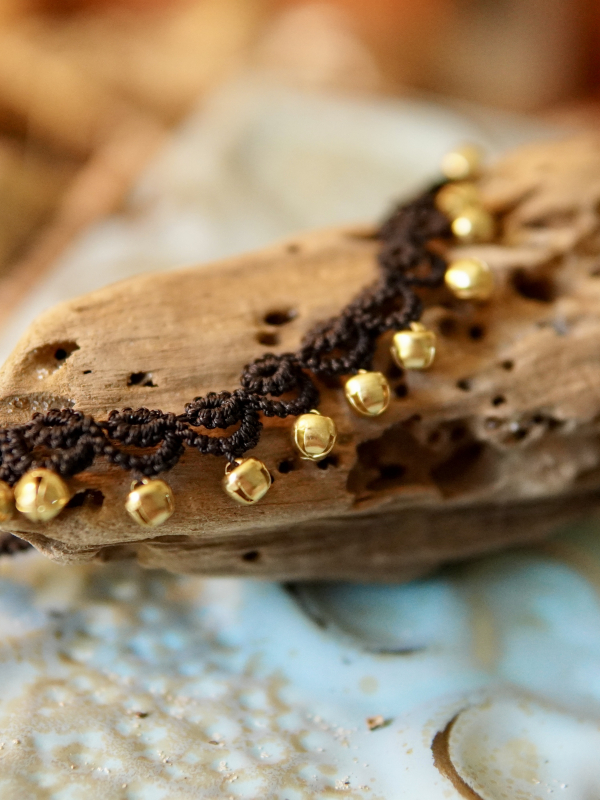"Bellstride" Tatted Lace Anklet with Bells
