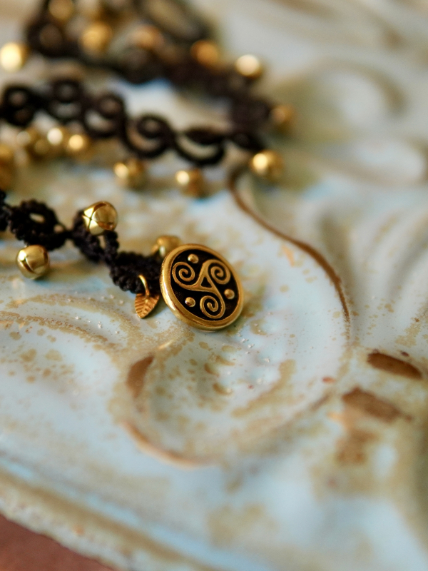 "Bellstride" Tatted Lace Anklet with Bells