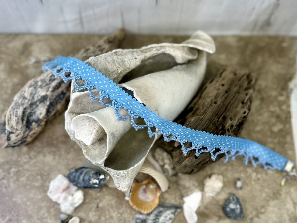 "Ribbon Reverie" Blue Tatted Lace & Ribbon Necklace