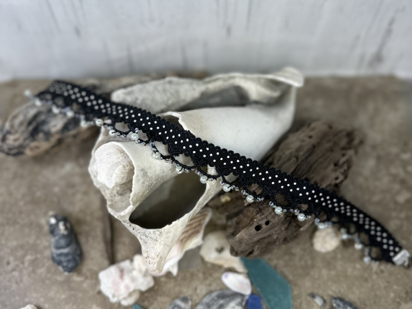 "Ribbon Reverie" Black Single Tatted Lace & Ribbon Necklace