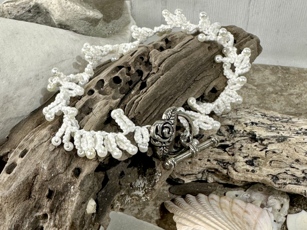 "Rose and Ruffle" Tatted  Lace Bracelet