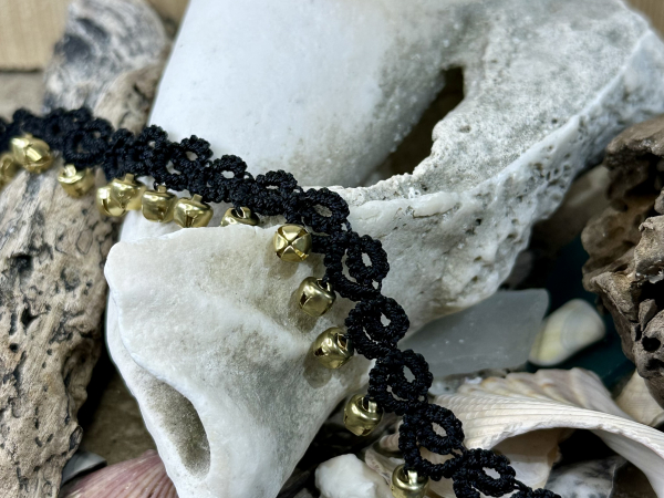 "Bellstride" Tatted Lace Anklet with Bells