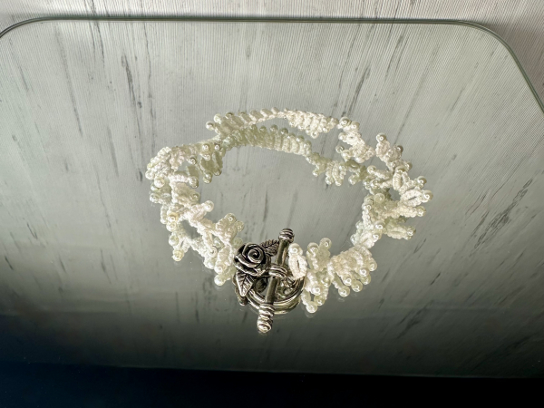 "Rose and Ruffle" Tatted  Lace Bracelet