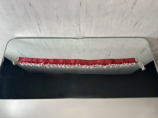 "Ribbon Reverie" Red Tatted Lace & Ribbon Necklace