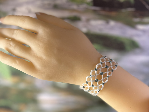 "Snowmelt Whisper" Tatted Lace Bracelet