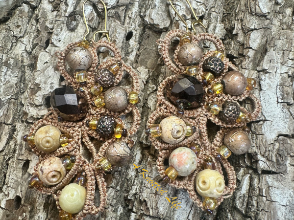 "Sunbaked Relic" Tatted Lace Earrings