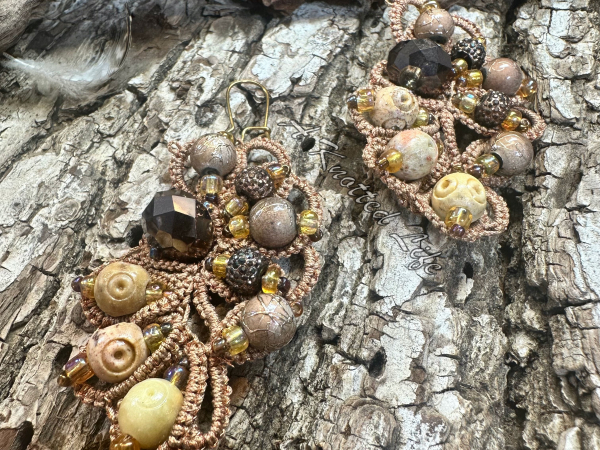 "Sunbaked Relic" Tatted Lace Earrings