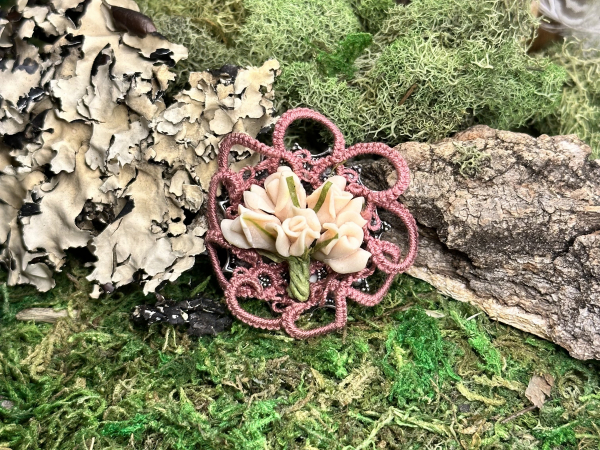 "Blush Parlour" Tatted Lace Pin