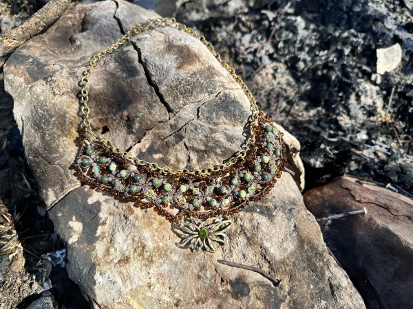 Sunlight on the Woodland Floor Tatted Lace Necklace