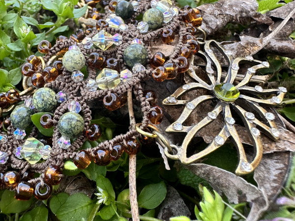 Sunlight on the Woodland Floor Tatted Lace Necklace