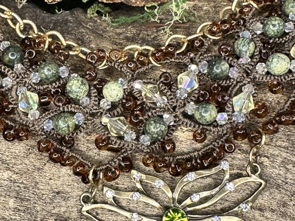 Sunlight on the Woodland Floor Tatted Lace Necklace