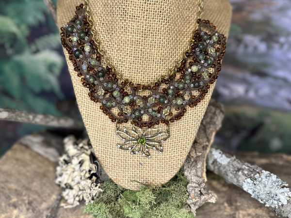 Sunlight on the Woodland Floor Tatted Lace Necklace