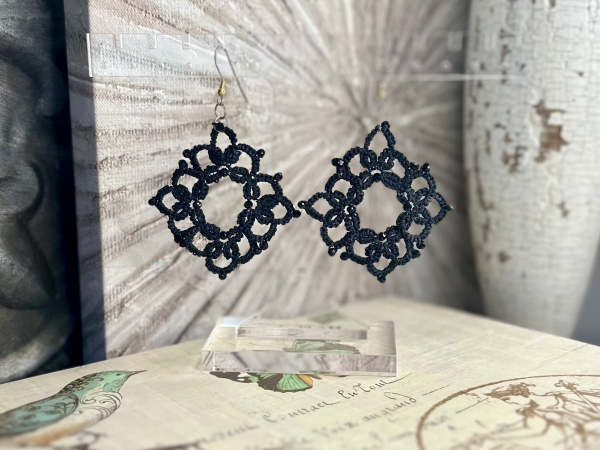 "1916 Reverie" Black Tatted Lace Earrings