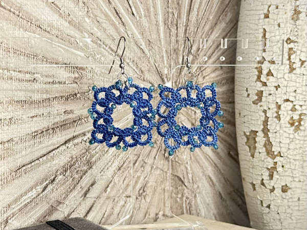 "1916 Reverie" Blue Tatted Lace Earrings