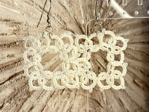 "1916 Reverie" White Tatted Lace Earrings