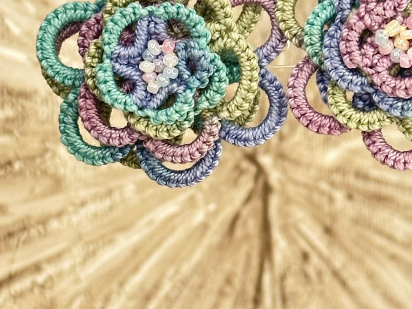 "Threaded Bloom" Tatted Lace Rose Earrings