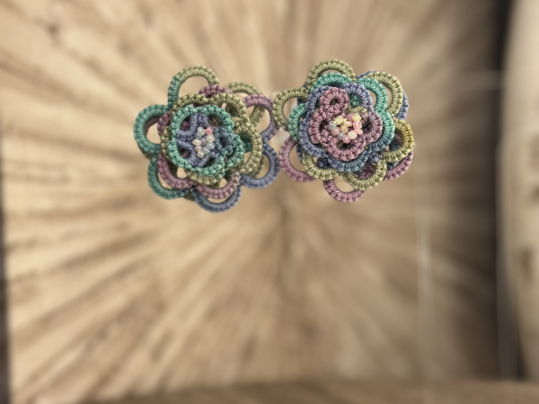 "Threaded Bloom" Tatted Lace Rose Earrings