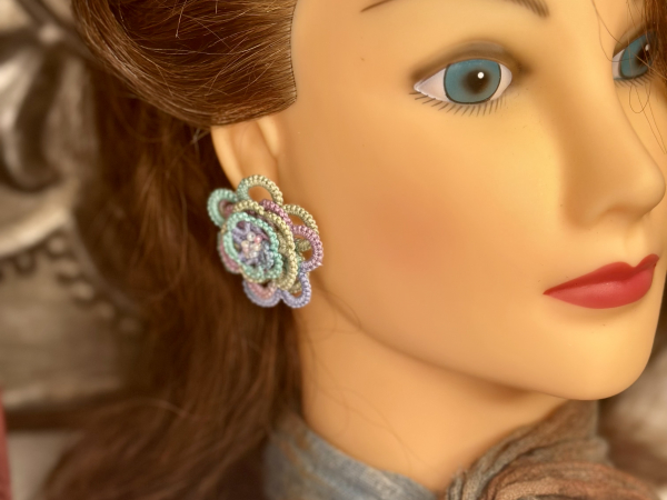 "Threaded Bloom" Tatted Lace Rose Earrings