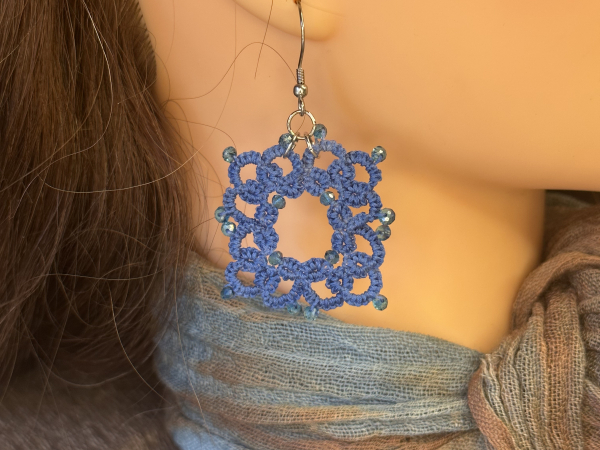 "1916 Reverie" Blue Tatted Lace Earrings