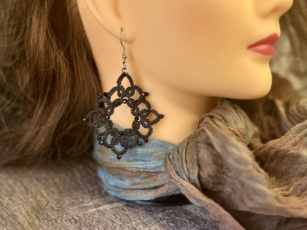 "1916 Reverie" Black Tatted Lace Earrings