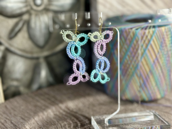 "Skydrop Tangle" Tatted Lace Earrings