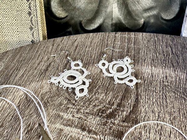 "Whorlwind" Needle Tatted Lace Earrings