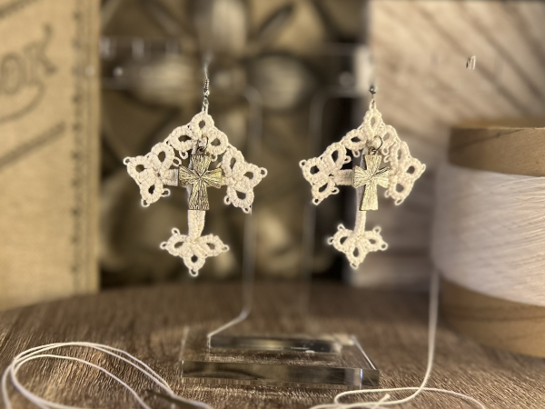 "Sanctuary Thread" Tatted Lace Earrings