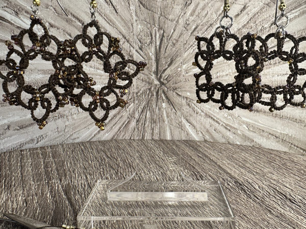 "1916 Reverie" Brown Tatted Lace Earrings