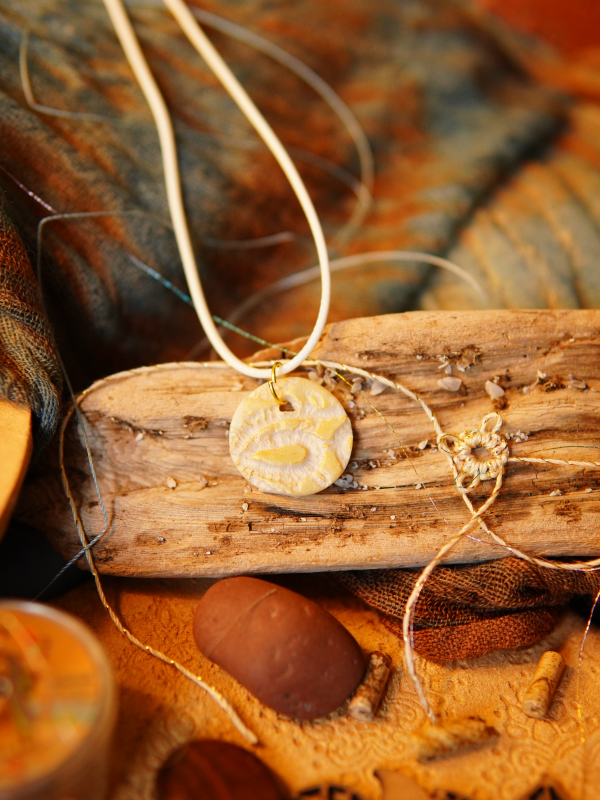 White cord handmade pendant