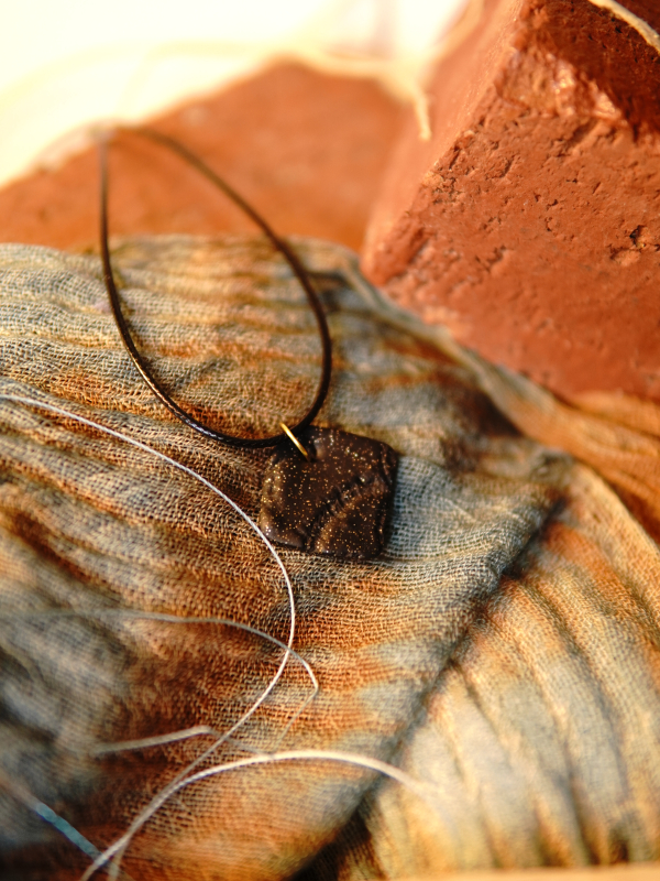 Lace impression black clay jewelry