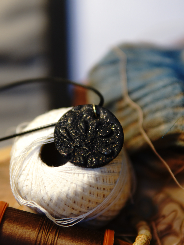 Black cord handmade necklace