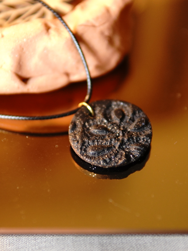 Statement round clay pendant