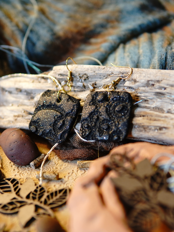 Handmade lace impression earrings