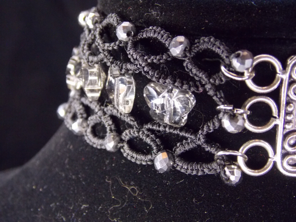 "Crystal Butterflies" Tatted Choker