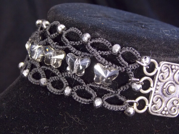 "Crystal Butterflies" Tatted Choker