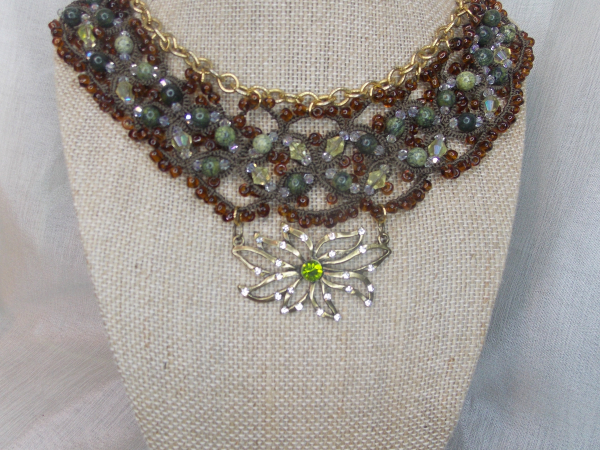 Sunlight on the Woodland Floor Tatted Lace Necklace