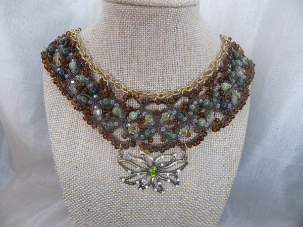 Sunlight on the Woodland Floor Tatted Lace Necklace