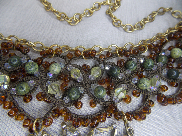 Sunlight on the Woodland Floor Tatted Lace Necklace